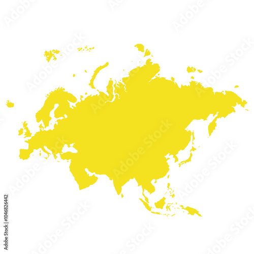 Map of Eurasia, sign silhouette. World Map Globe. Vector Illustration isolated on white background. Europe and Asia continent