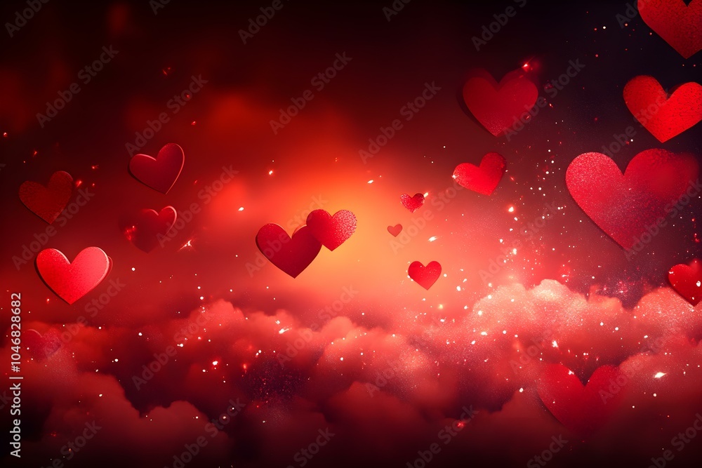 Happy St. Valentine's Day Banner with Red Abstract Design Happy St. Valentine's Day Banner with Red Abstract Design