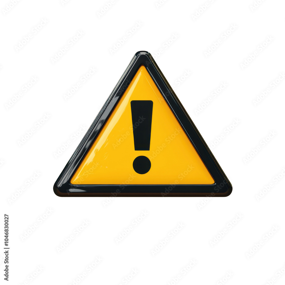 Yellow triangle warning sign on transparent background Yellow triangle warning sign on transparent background