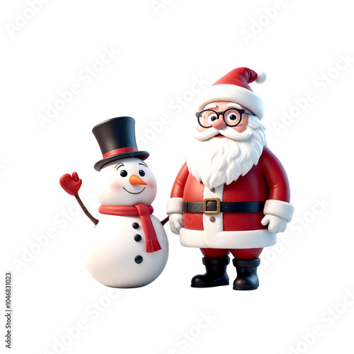 Cute Santa Claus 3d character on transparent background isolated. Christmas Santa png