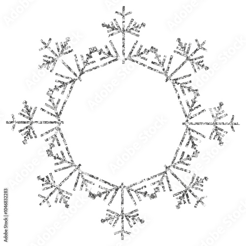 Silver Christmas snowflake on white background. Snowflake - Silver vector glitter Christmas Ornament on white background. File contains layers: background, glitter and sparkles. EPS 10