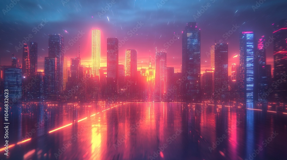 Speed light smart modern city and skyscrapers Speed light smart modern city and skyscrapers