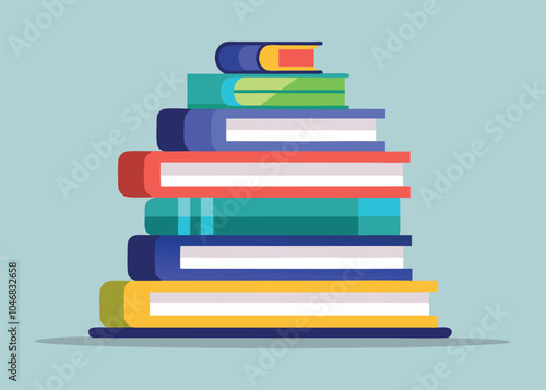 A simple and colorful illustration of a stack of books, perfect for educational materials, library websites, or back-to-school designs.