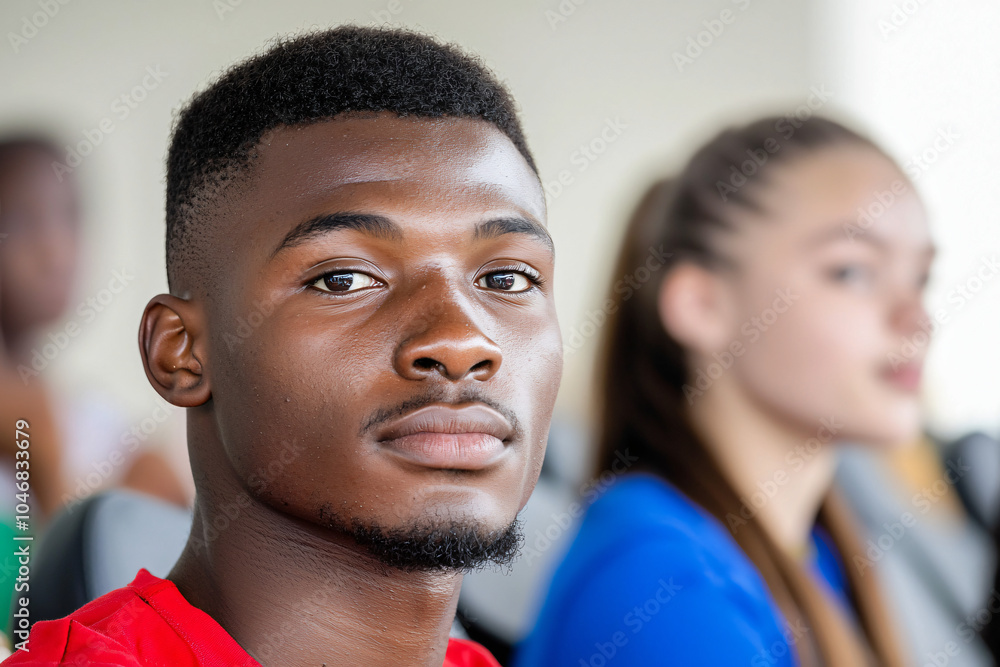 an African student participating in group activity with supportive classmates an African student participating in group activity with supportive classmates