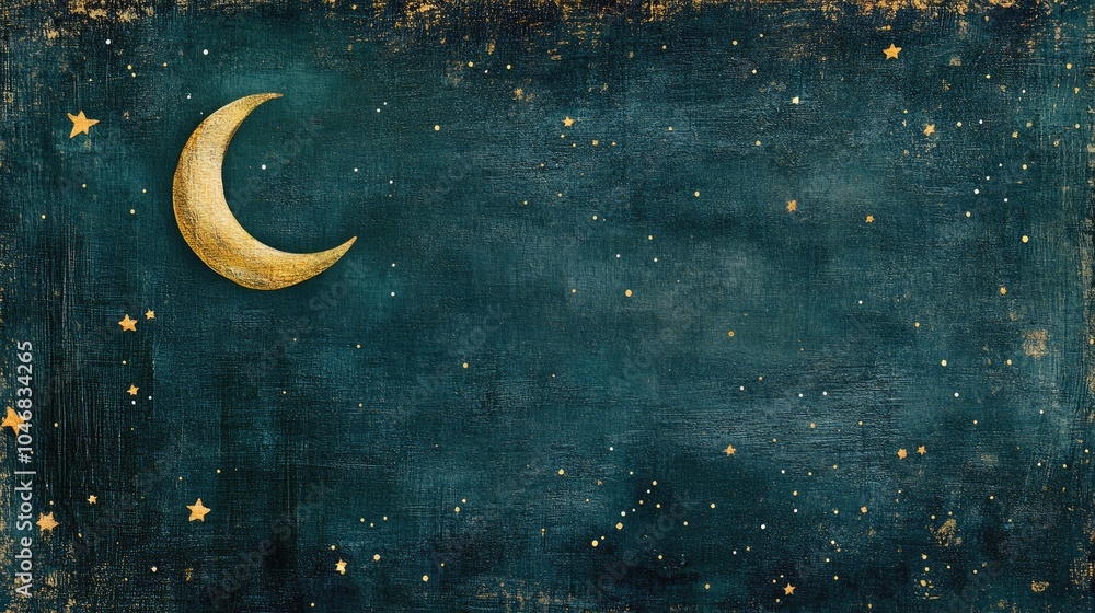 Naklejka premium A whimsical starry night page border with twinkling stars and a crescent moon