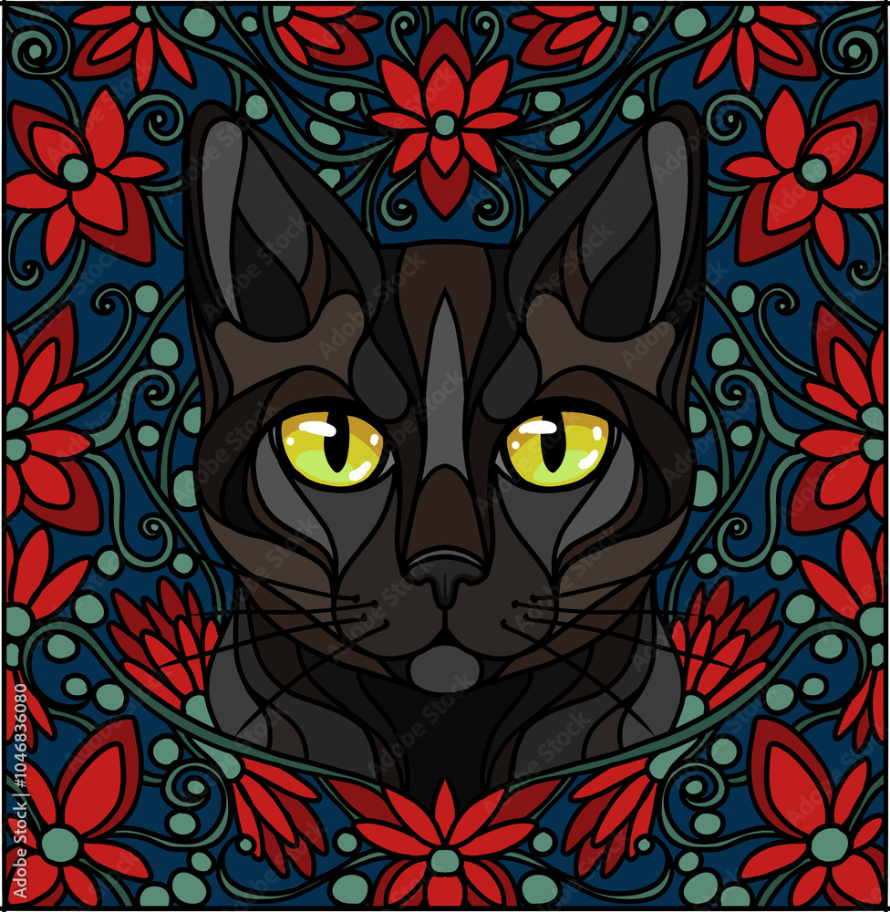 Portret kota w stylu art nouveau