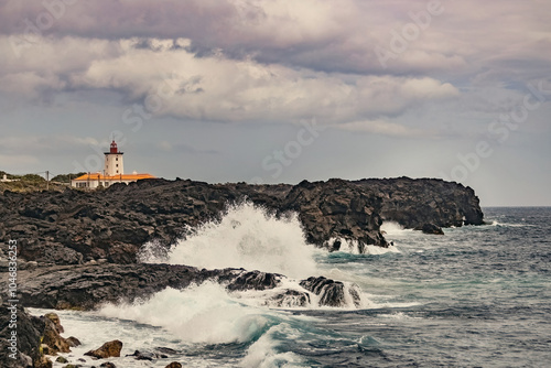 Breathtaking view of the Lighthouse in Pico islandAzores Portugal photo