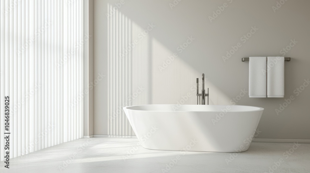 Fototapeta premium Modern Bathroom with Natural Light and Minimal Design