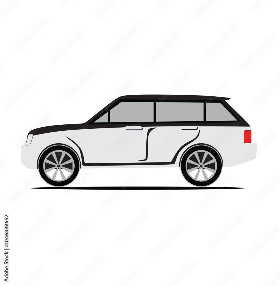 Fototapeta premium Car icon flat, Europe Suv on white background