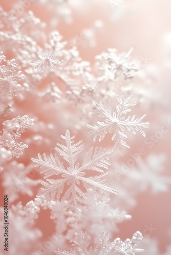 Soft pink background with snowflakes