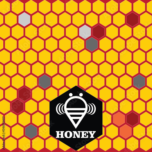 Yellow honey hive honeycombs. Hexagonal cells texture. Honeycomb grid honeyed. Vector illustration.