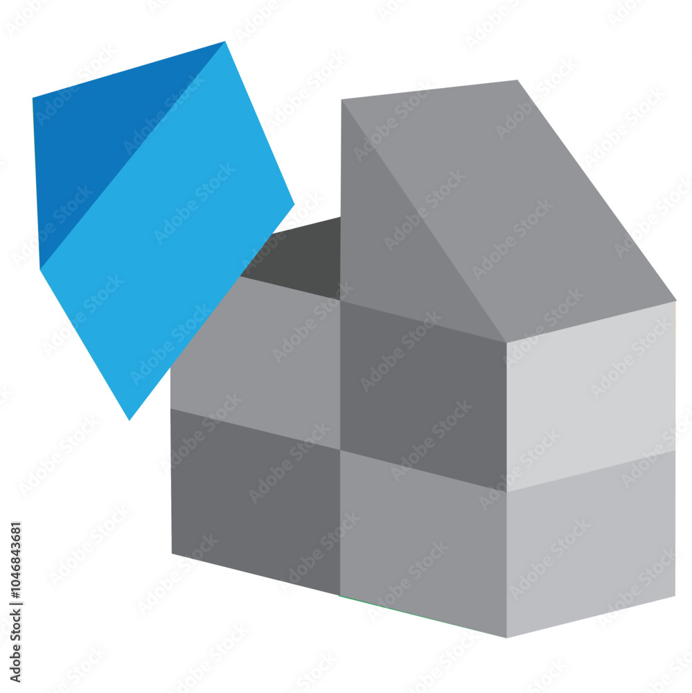Character of brick house logo, icon, symbol. House made of blocks. Wooden cubes toy. Building blocks for kids. Character of brick house logo, icon, symbol. House made of blocks. Wooden cubes toy. Building blocks for kids.