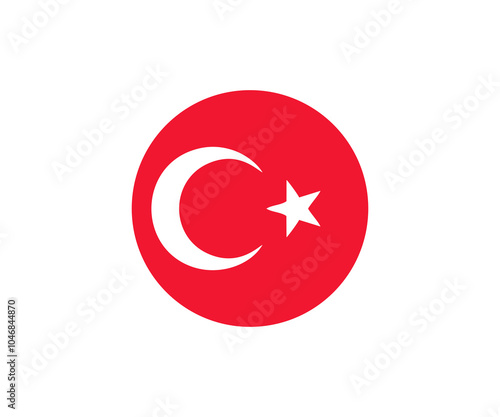Turkish flag in circle icon. Turkey Flag, Türk bayrağı, National flag of Turkey round illustration on transparent background PNG.
