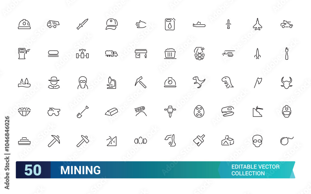 Set of line icons related to mining, coal, industry. Editable stroke icon collection, Pixel perfect outline icons pack, vector illustration. Set of line icons related to mining, coal, industry. Editable stroke icon collection, Pixel perfect outline icons pack, vector illustration.