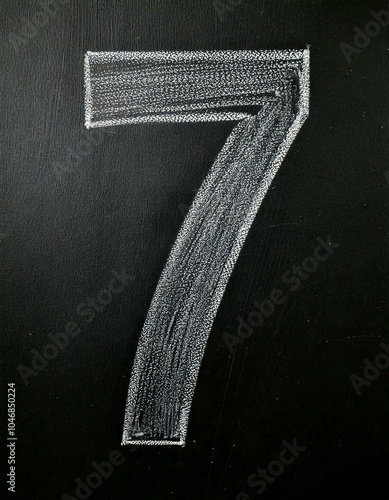 seven 7 number on a blackboard chalkboard chalk drawing background isolated 