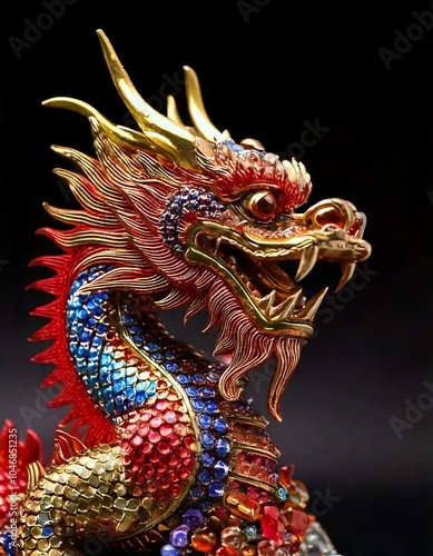 Wallpaper Mural The Year of The Dragon in the Chinese zodiac depicted as a miniature precious stones and gold statue Torontodigital.ca