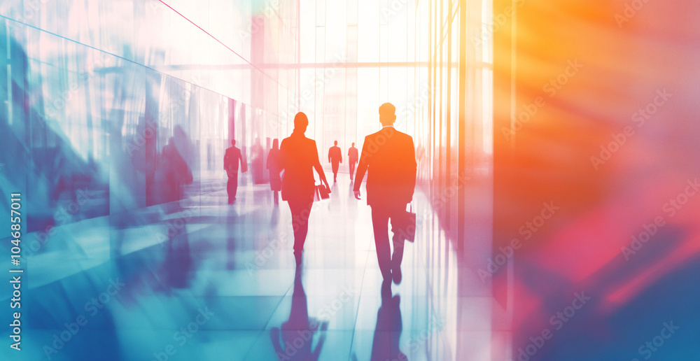 Abstract blur image of Business people walking at modern hallway with bokeh for background usage
Abstract blur image of Business people walking at modern hallway with bokeh for background usage