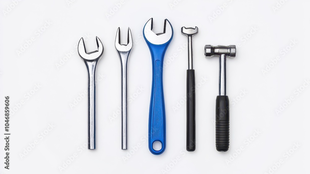 Wrenches and tools, white isolated background Wrenches and tools, white isolated background