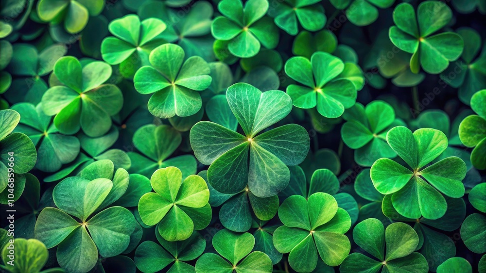 Lush Green Shamrock Leaves on Vibrant Green Background - Perfect for St. Patrick's Day, Nature Themes, and Eco-Friendly Products Lush Green Shamrock Leaves on Vibrant Green Background - Perfect for St. Patrick's Day, Nature Themes, and Eco-Friendly Products