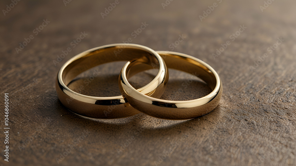 Two gold wedding rings on white background
Two gold wedding rings on white background