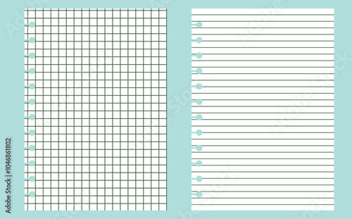 Graph paper. Printable lined and squared grid paper with color lines. Geometric background for school, textures, notebook, diary. Copy space blank