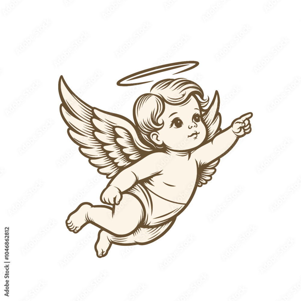 Fototapeta premium cute baby angel graphic vector illustration