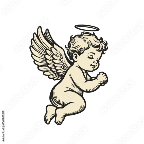 cute baby angel graphic vector illustration	
