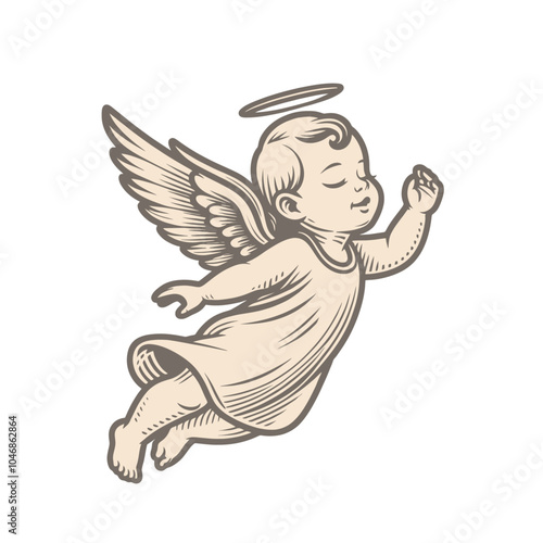 cute baby angel graphic vector illustration	

