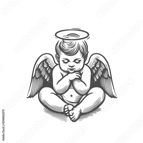 cute baby angel graphic vector illustration	
