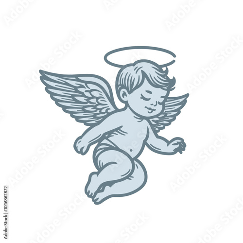 cute baby angel graphic vector illustration	
