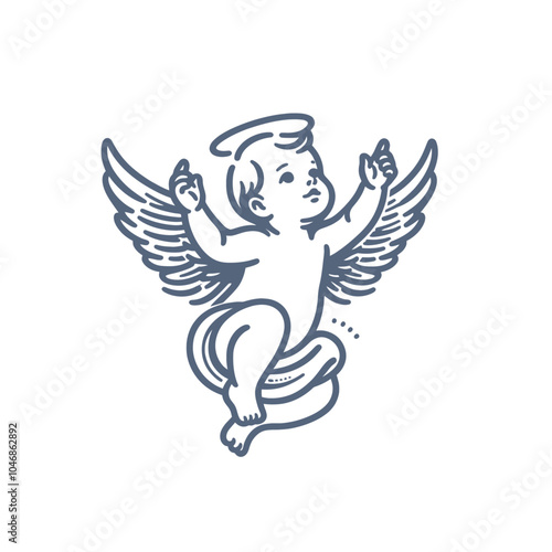 cute baby angel graphic vector illustration	
