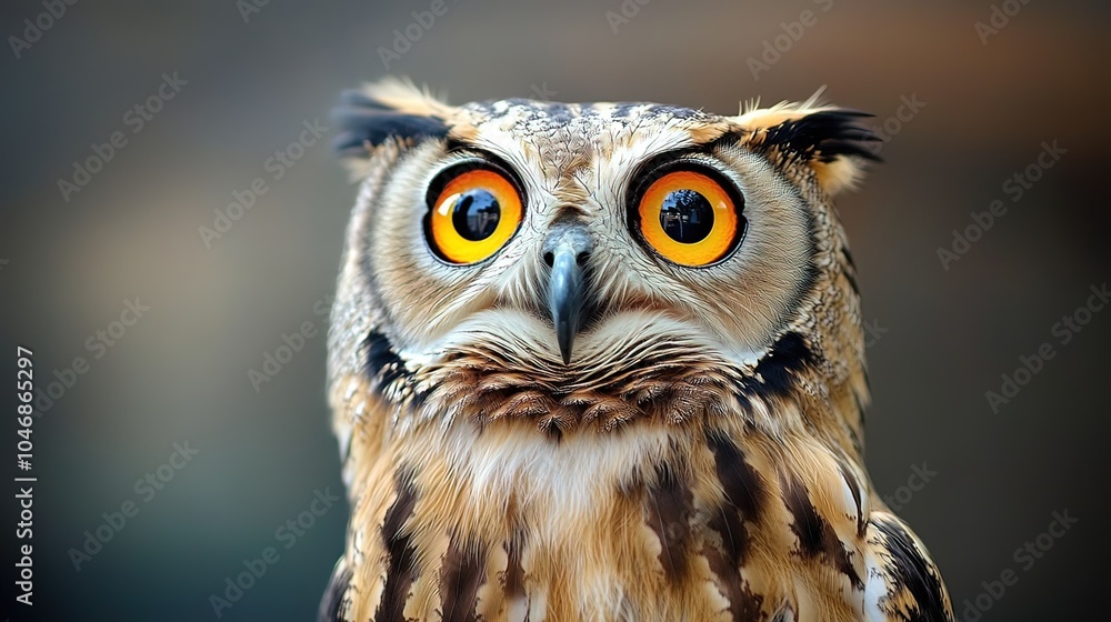 Obraz premium Close-Up Portrait of an Owl with Intense Eyes