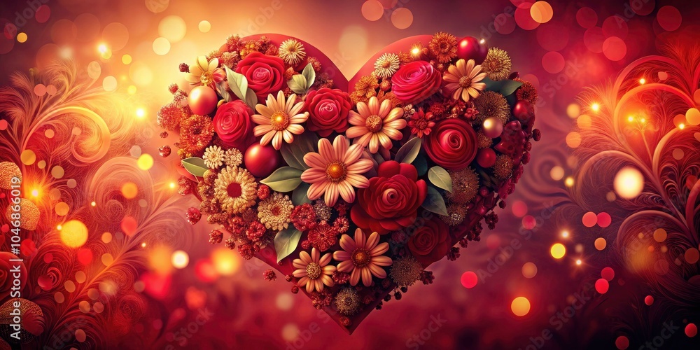 Romantic Red Heart Floral Pattern for Valentine's Day Celebration, Love, Passion, and Affection in a Delightful Design for Cards, Gifts, and Decorations, Perfect for the Holiday Spirit Romantic Red Heart Floral Pattern for Valentine's Day Celebration, Love, Passion, and Affection in a Delightful Design for Cards, Gifts, and Decorations, Perfect for the Holiday Spirit