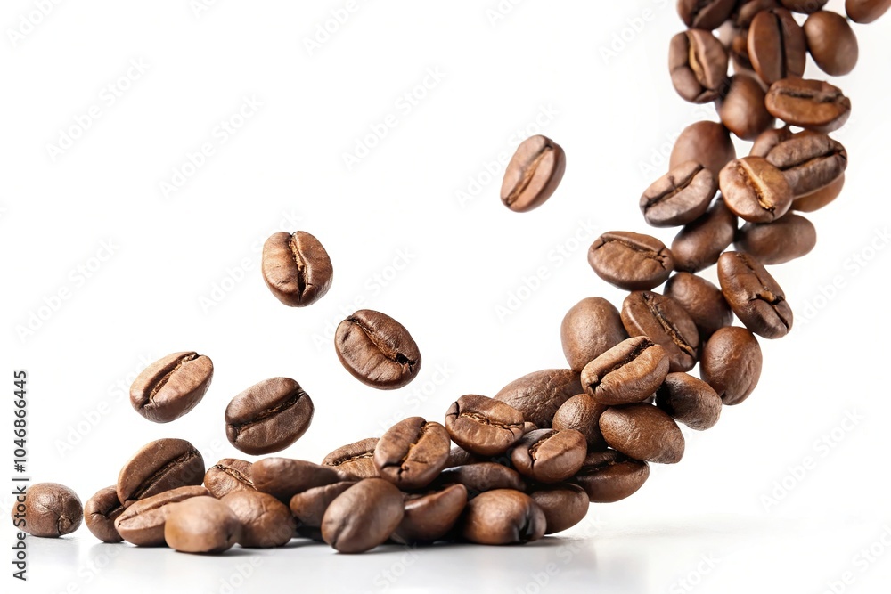 Obraz premium Leading lines of coffee beans falling
