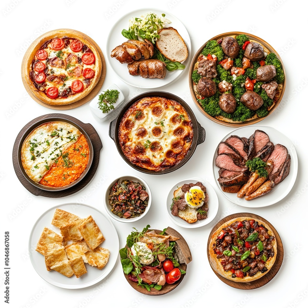 Gourmet meal on an isolated white background Gourmet meal on an isolated white background