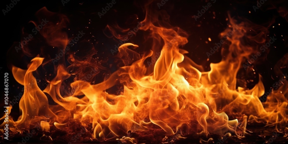Vibrant Flames Dancing in Dark Background Vibrant Flames Dancing in Dark Background