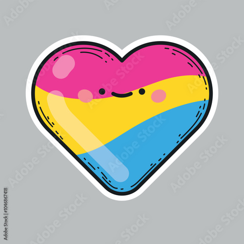 Cartoon Pansexual Flag vector heart illustration