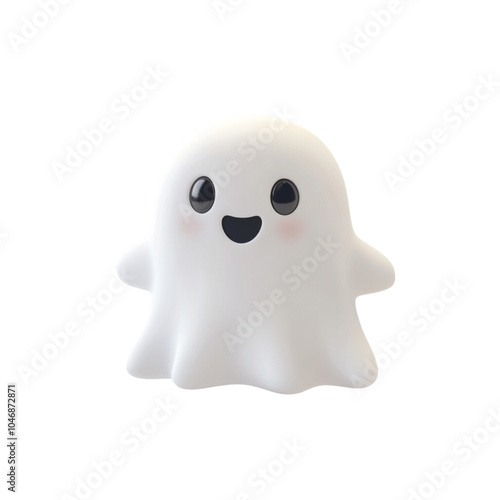 Wallpaper Mural Cute smiling cartoon ghost character on a white background, perfect for Halloween themes, decorations, and fun designs. Torontodigital.ca