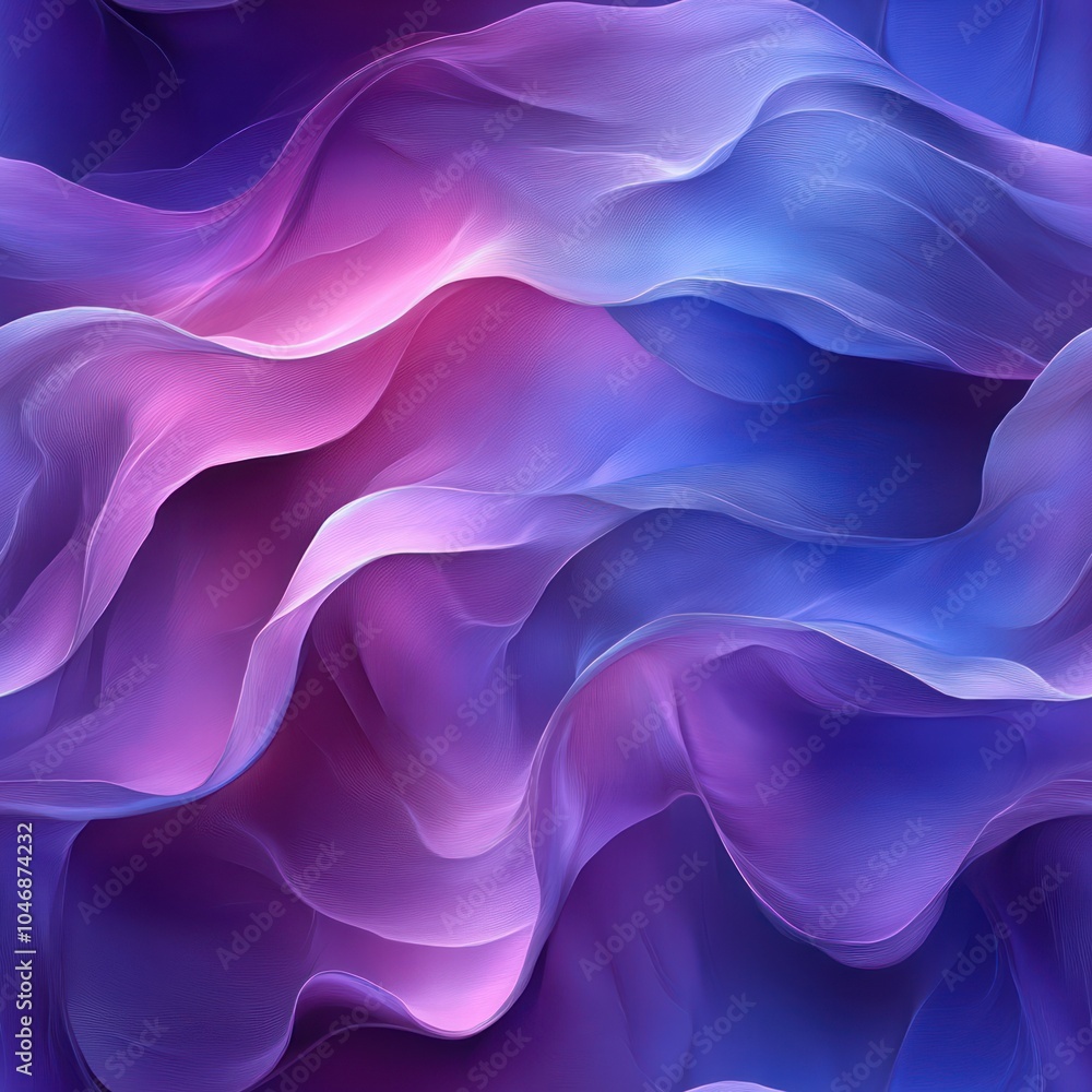 Fototapeta premium Seamless fantasy purple and blue waves textures pattern