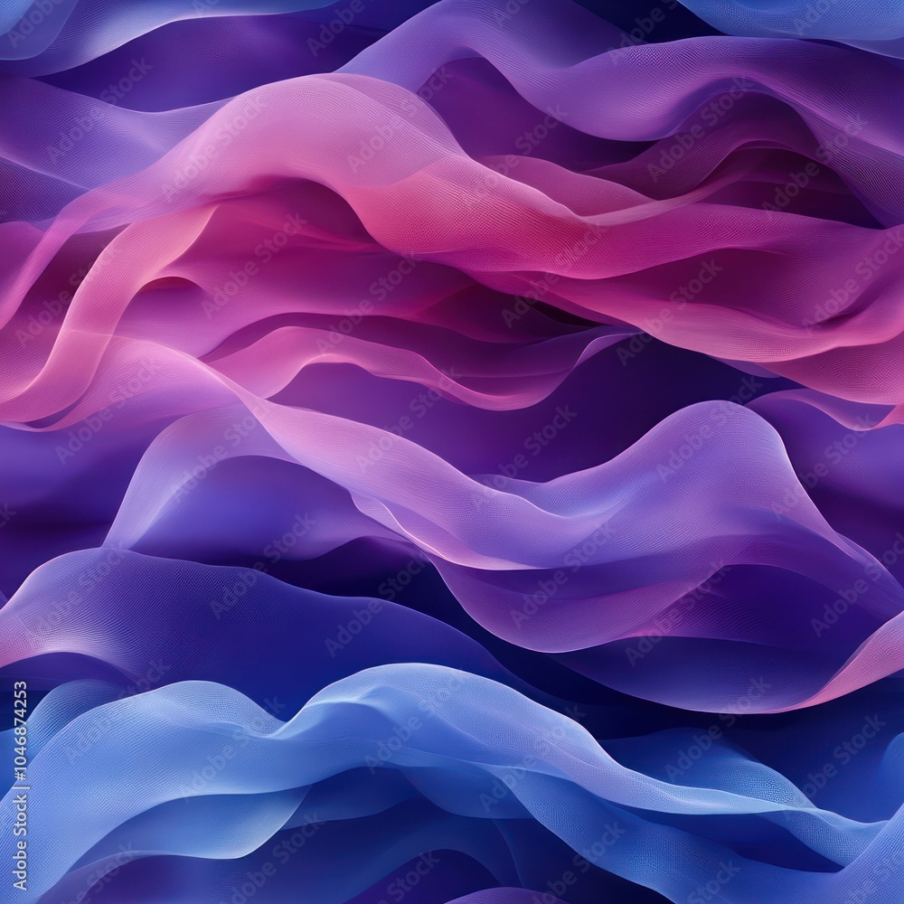 Fototapeta premium Seamless fantasy purple and blue waves textures pattern