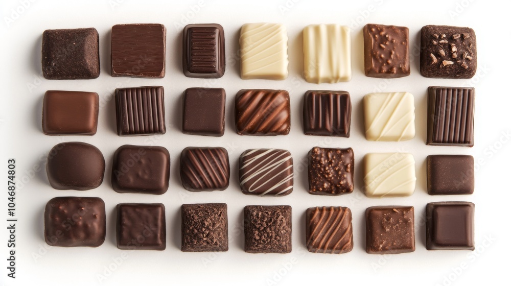 Assorted Chocolate Confectioneries on White Background Assorted Chocolate Confectioneries on White Background