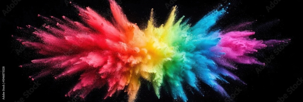 Colorful Powder Burst on Black Background Colorful Powder Burst on Black Background