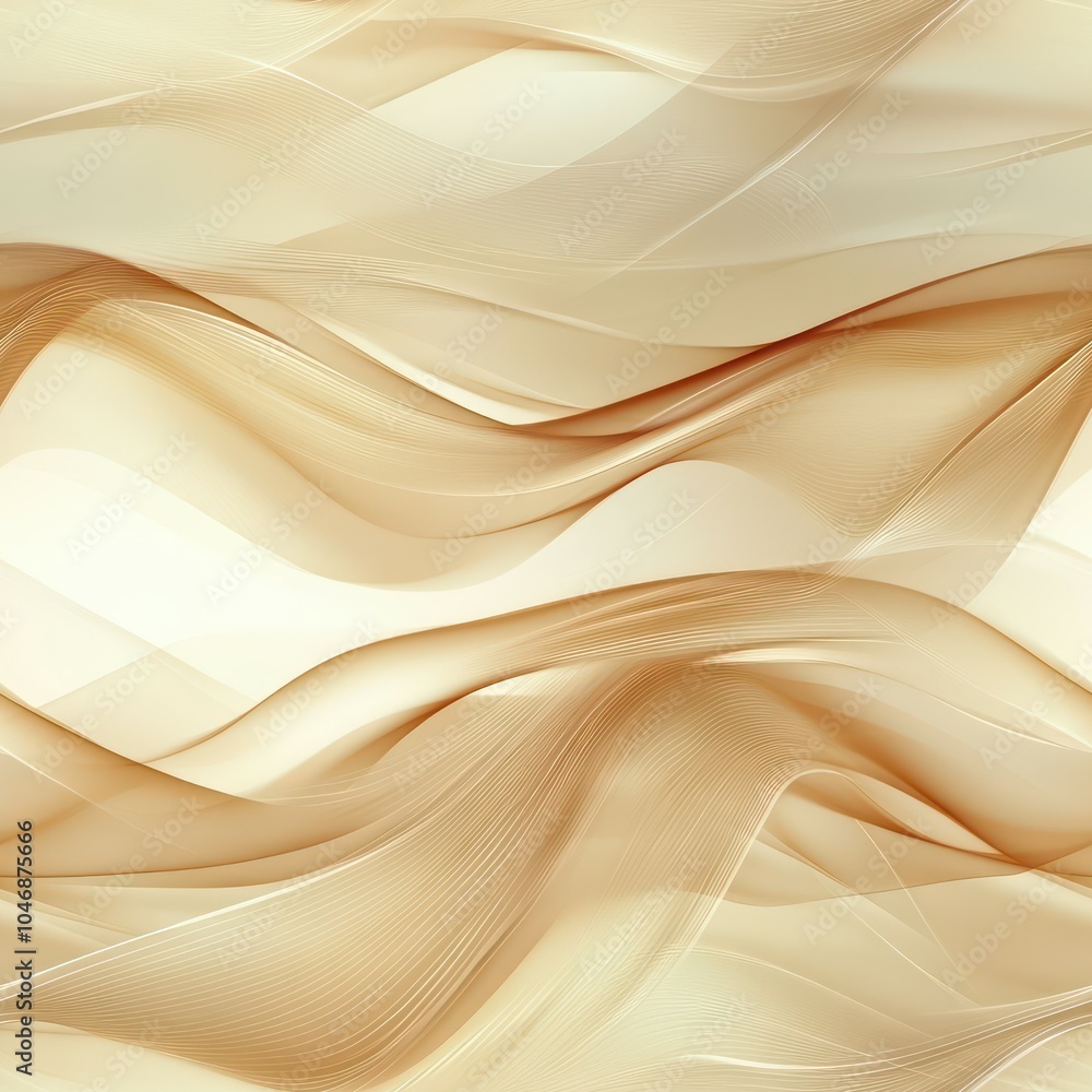 Seamless soft, flowing design in warm beige and cream tones, evoking an airy and delicate aesthetic. Gentle wave pattern, creating a soothing and harmonious visual. Seamless soft, flowing design in warm beige and cream tones, evoking an airy and delicate aesthetic. Gentle wave pattern, creating a soothing and harmonious visual.