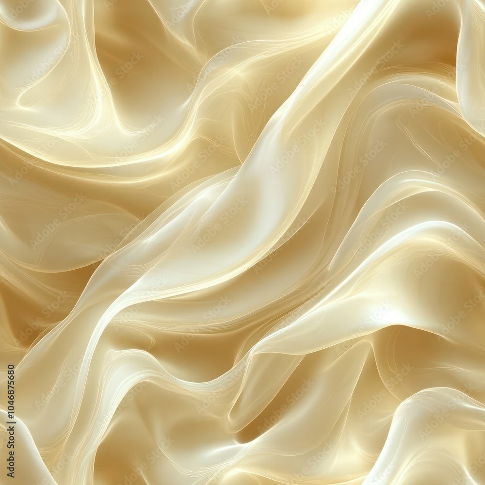 Fototapeta premium Seamless soft, flowing design in warm beige and cream tones, evoking an airy and delicate aesthetic. Gentle wave pattern, creating a soothing and harmonious visual.