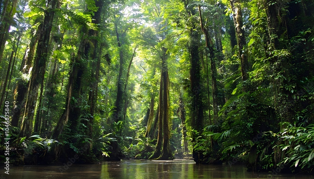 Obraz premium Forest with lake 