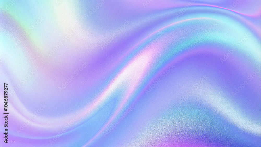 Fototapeta premium Abstract background featuring a holographic blur with a color gradient. grain noise texture, and watercolor blend. Holographic abstract pastel colors backdrop. Hologram gradient neon color. 