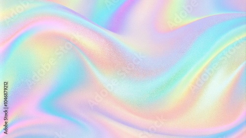 Abstract background featuring a holographic blur with a color gradient. grain noise texture, and watercolor blend. Holographic abstract pastel colors backdrop. Hologram gradient neon color. 