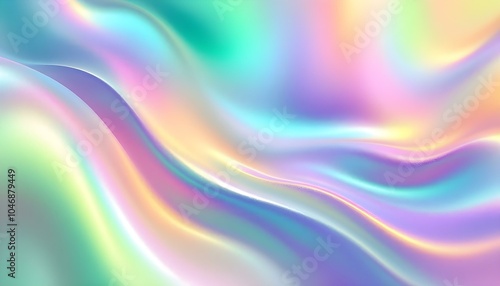 Abstract background featuring a holographic blur with a color gradient. grain noise texture, and watercolor blend. Holographic abstract pastel colors backdrop. Hologram gradient neon color. 