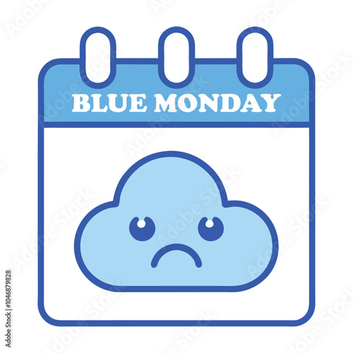  A cute, cartoon illustration of a sad cloud crying above a calendar marking Blue Monday 2025