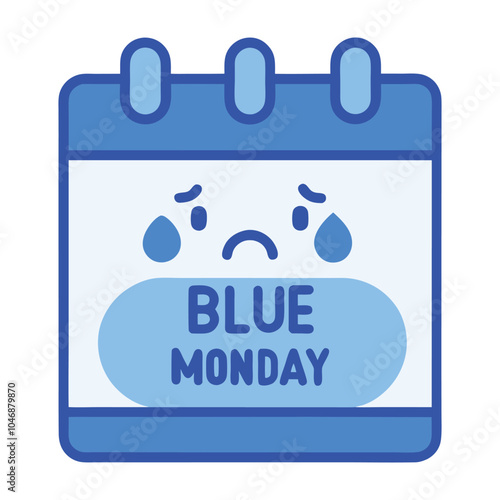  A cute, cartoon illustration of a sad cloud crying above a calendar marking Blue Monday 2025